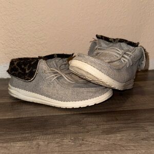 Hey Dude Women's Gray and Leopard Sneakers